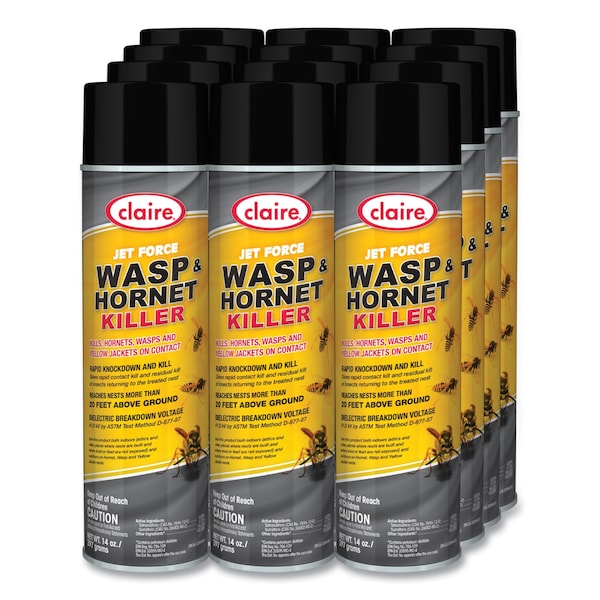 Claire Jet Force Wasp & Hornet Killer, 14 oz Aerosol Spray, 12PK - CL005