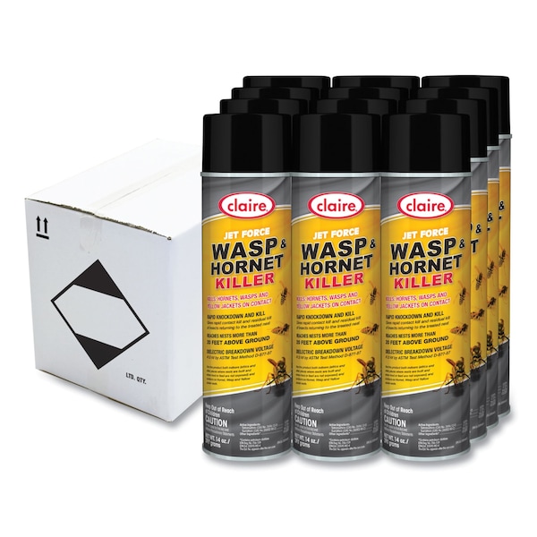 Claire Jet Force Wasp & Hornet Killer, 14 oz Aerosol Spray, 12PK - CL005