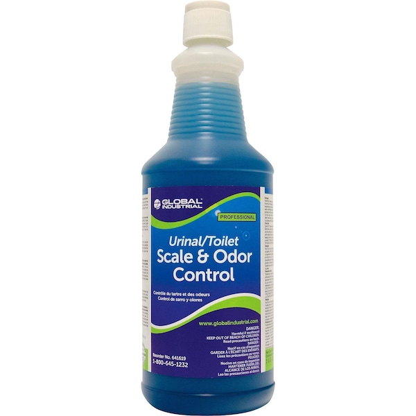 Global Industrial Urinal/Toilet Scale & Odor Control, 1 Quart Bottles, 12PK - 641619