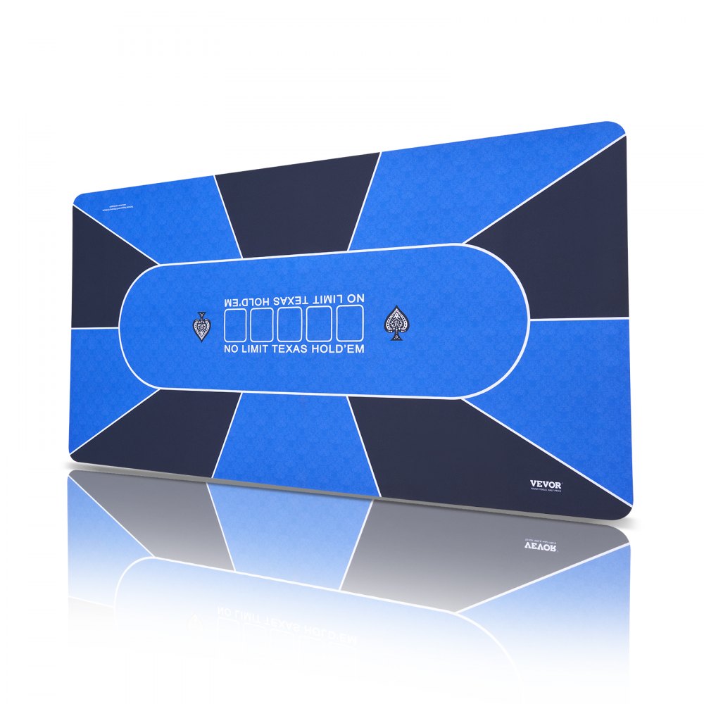 VEVOR Poker Table Top 70 x 35 Inch Poker Mat 6-8 Players Foldable with Bag Blue - PKZD705X355I8X836V0