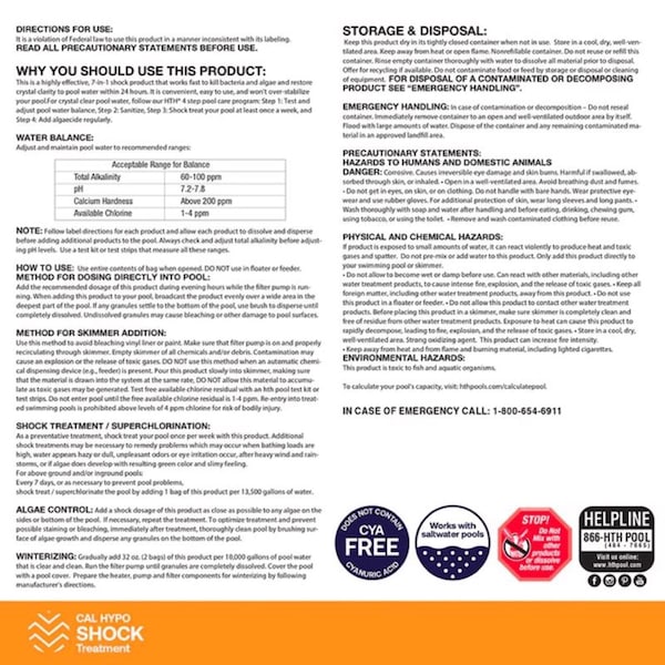 Hth HTH Pool Care Granule Shock Treatment 1 lb - 52039