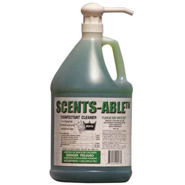 Werth Sanitary Supply Cleaner and Disinfectant, 1 gal. Bottle, Unscented, 4 PK - 3000