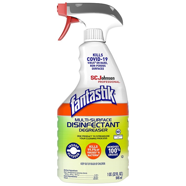 Fantastik Disinfectant and Sanitizer, 32 oz. Trigger Spray Bottle, Unscented, 8 PK - 311836