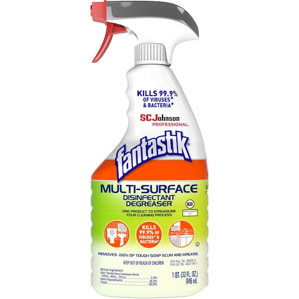 Fantastik Disinfectant and Sanitizer, 32 oz. Trigger Spray Bottle, Unscented, 8 PK - 311836