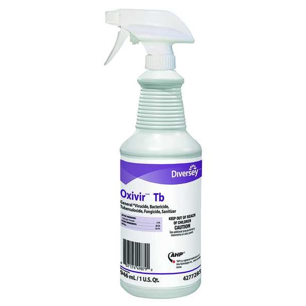 Diversey Cleaner and Disinfectant, 32 oz. Trigger Spray Bottle, Unscented, Colorless, 12 PK - 4277285