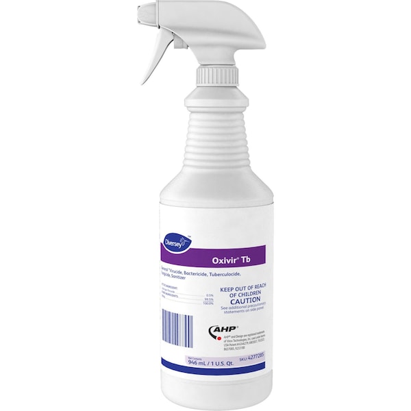 Diversey Cleaner and Disinfectant, 32 oz. Trigger Spray Bottle, Unscented, Colorless, 12 PK - 4277285