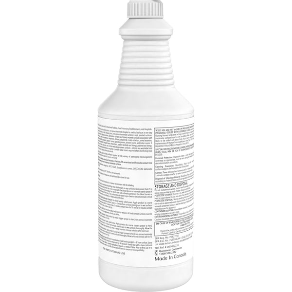 Diversey Cleaner and Disinfectant, 32 oz. Trigger Spray Bottle, Unscented, Colorless, 12 PK - 4277285