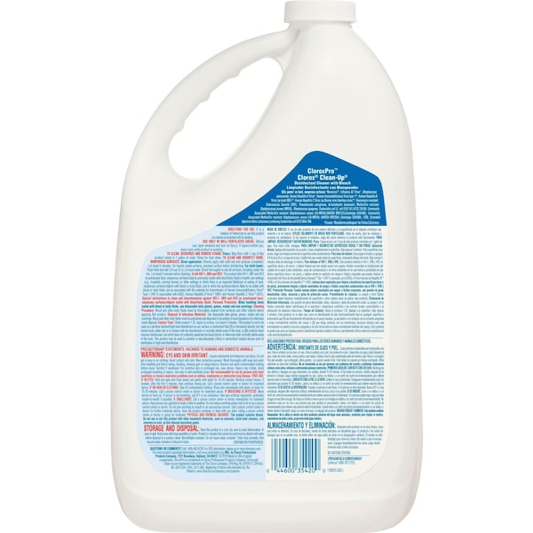 Clorox Clorox Disinfectant Cleaner with Bleach Refill, 1 gal. Jug, Unscented, 4 PK - 35420