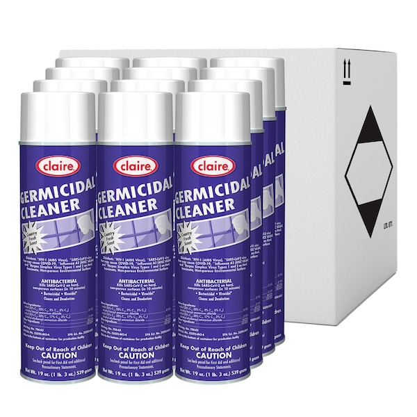 Claire Germicidal Cleaner, Country Fresh Scent, 19 oz Aerosol Spray, 12PK - CL876
