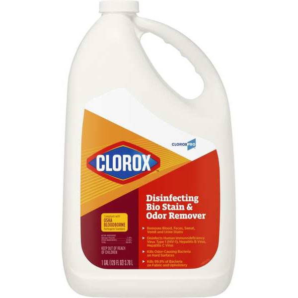 Clorox Disinfectant, Stain and Odor Remover, 128 oz. Bottle, Unscented, Translucent, 4 PK - 31910