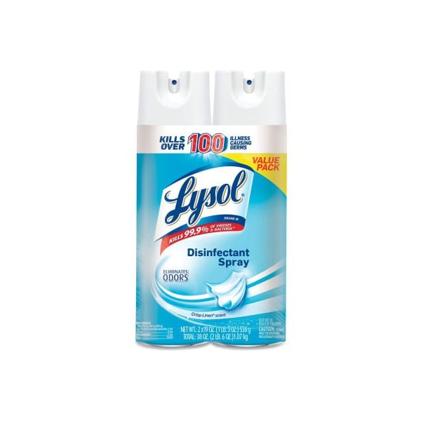 Lysol LYSOL® Disinfectant Spray, Crisp Linen, 19 Oz. Aerosol Spray, 2/Pack, 4 Packs/Carton - 99608CT