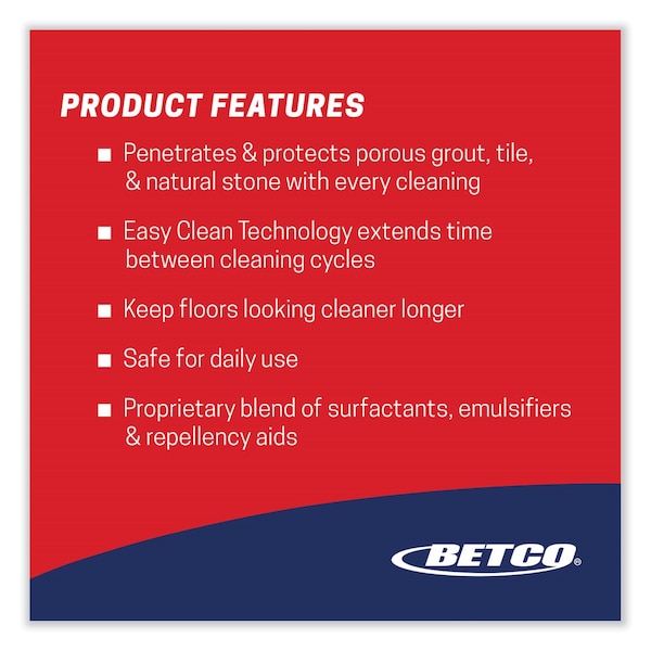 Betco Stone, Tile, Grout Cleaner and Protectant, Pleasant Scent, 1 gal Bottle, 4PK - 16850400