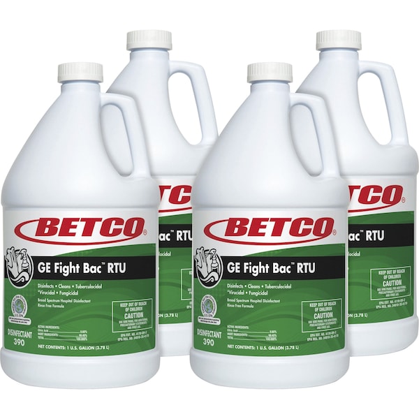 Betco Fight Bac RTU Disinfectant, 128 fl oz (4 quart) Fresh, Clear, 4 PK - BET3900400CT