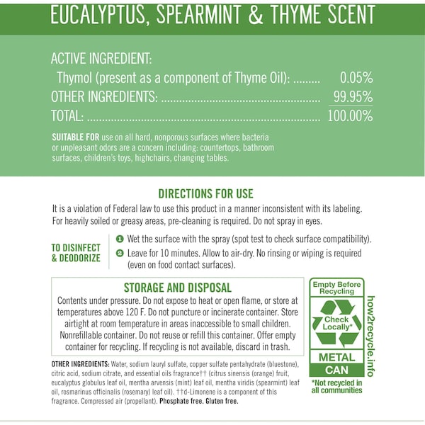 Seventh Generation Cleaners & Detergents, Aerosol Can, Mint, 8 PK - 22981