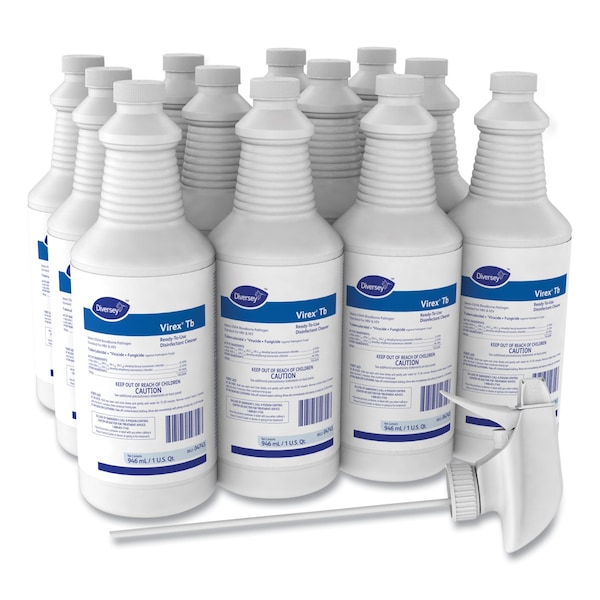 Diversey Cleaners & Detergents, 32 oz. Bottle, Lemon, Colorless, 12 PK - 4743
