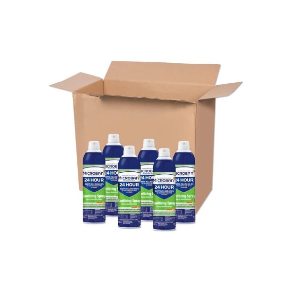 Procter & Gamble Microban® 24-Hour Disinfectant Sanitizing Spray, Citrus, 15 Oz. Aerosol Spray, 6/Carton - 30130