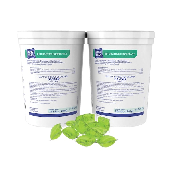 Easy Paks Cleaners & Detergents, Packets, Lemon, Green, 180 PK - 5412135