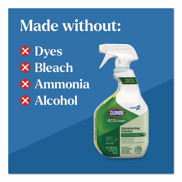 Clorox Pro EcoClean Disinfecting Cleaner, Unscented, 32 oz Spray Bottle - 60213