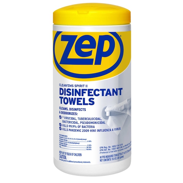 Zep Zep Recycled Fibers Disinfecting Wipes 80 pk - R53380