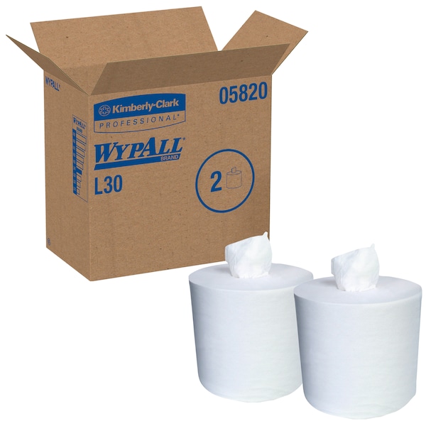 Kimberly-Clark Professional WypAll General Clean L30 Heavy Cleaning Towels (05820), Strong & Soft Wipes, Center-Pull Rolls, White - 05820