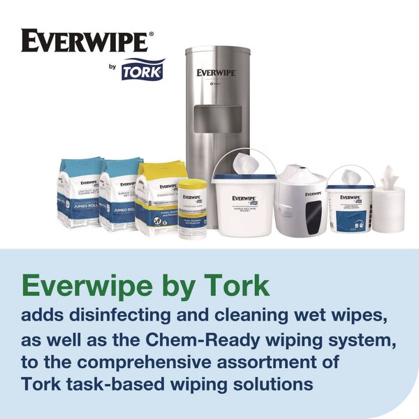 Tork Chem-Ready Wiping Rolls, 1-Ply, 12 x 12, White, 90 Sheets, 6PK - 192841