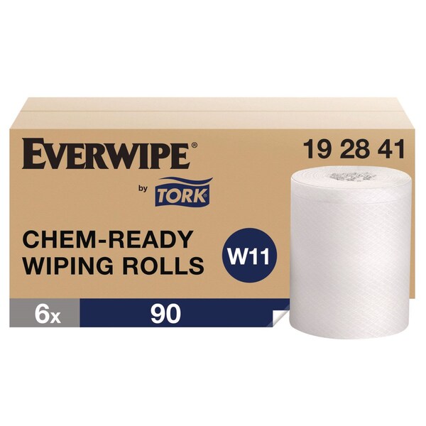 Tork Chem-Ready Wiping Rolls, 1-Ply, 12 x 12, White, 90 Sheets, 6PK - 192841