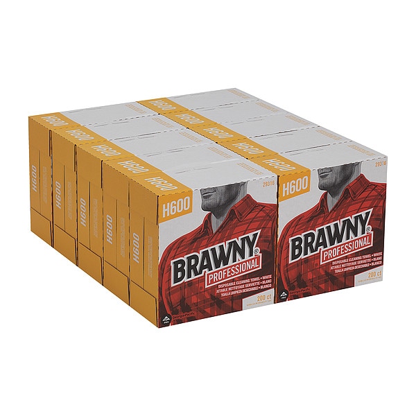Georgia-Pacific Dry Wipe, Brawny Pro Dispenser Box, Hydro-entangled HEF, 9 in x 12 1/2 in, 200 Sheets, White, 10 Pk - 29316