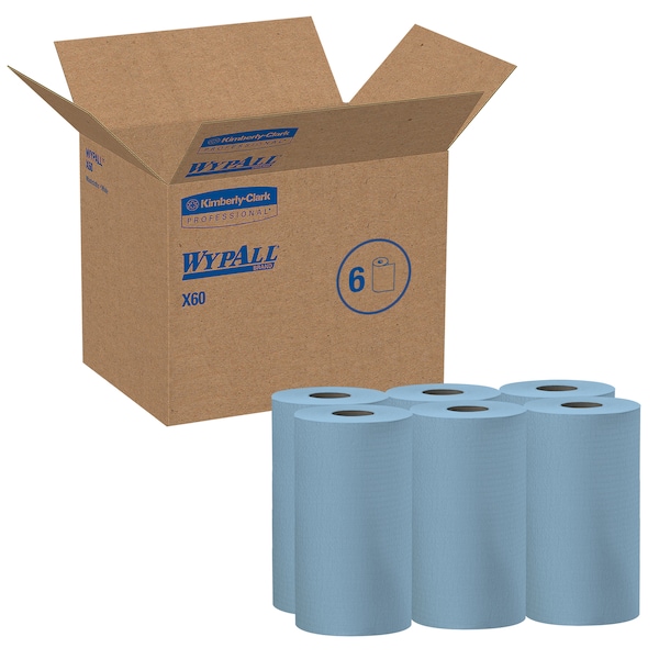 Kimberly-Clark Professional WypAll General Clean X60 Multi-Task Cleaning Cloths (35431), Small Roll, Blue, 130 Sheets / Roll - 35431