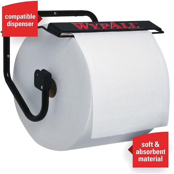 Kimberly-Clark Professional WypAll PowerClean L40 Extra Absorbent Towels (05007), Jumbo Roll, Limited Use Towels, White - 05007