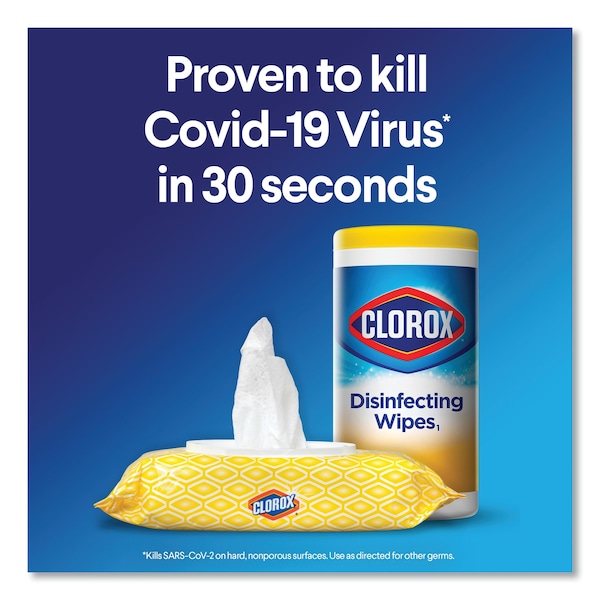 Clorox Disinfecting Wipes, 7x8, Fresh Scent/Citrus Blend, 75/Canister, PK12 - CLO 30208