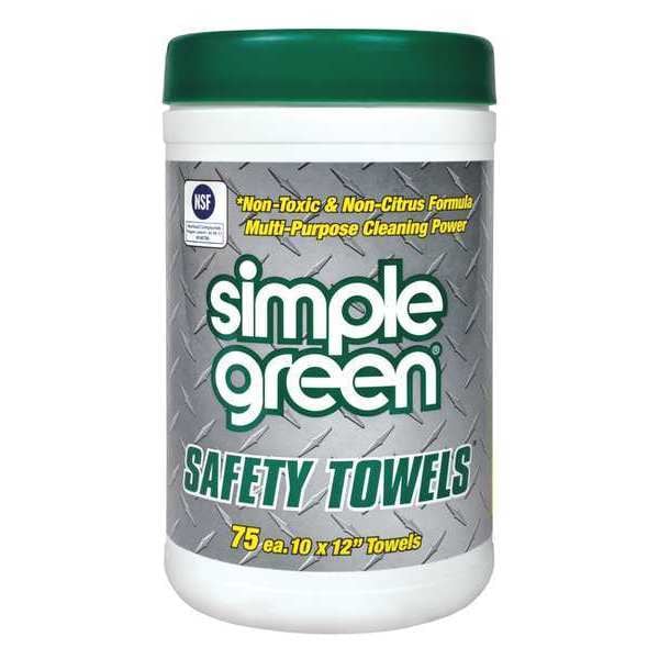 Simple Green Safety Towel Multipurpose Wipes, 10" x 12", 75 Wipes - 3810000613351