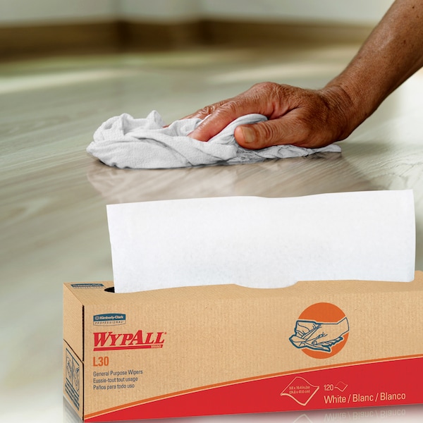 Kimberly-Clark Professional WypAll GeneralClean L30 Heavy Duty cleaning Towels (05800), Pop-Up Box, Strong & Soft Towels, White - 05800