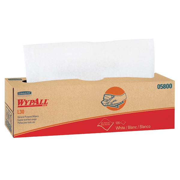 Kimberly-Clark Professional WypAll GeneralClean L30 Heavy Duty cleaning Towels (05800), Pop-Up Box, Strong & Soft Towels, White - 05800