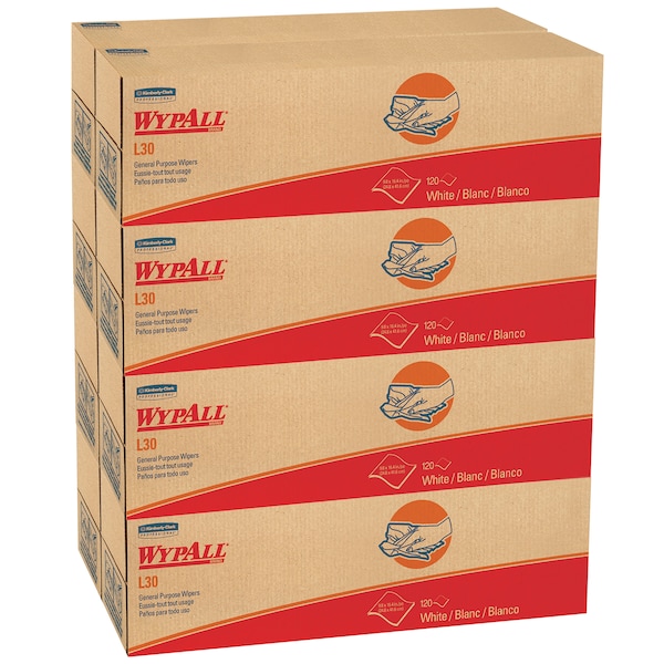 Kimberly-Clark Professional WypAll GeneralClean L30 Heavy Duty cleaning Towels (05800), Pop-Up Box, Strong & Soft Towels, White - 05800