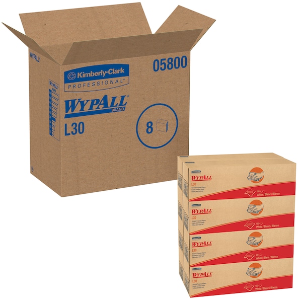 Kimberly-Clark Professional WypAll GeneralClean L30 Heavy Duty cleaning Towels (05800), Pop-Up Box, Strong & Soft Towels, White - 05800