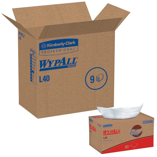 Kimberly-Clark Professional WypAll PowerClean L40 Extra Absorbent Towels (03046), Pop-Up Box, Limited Use Towels, White - 03046