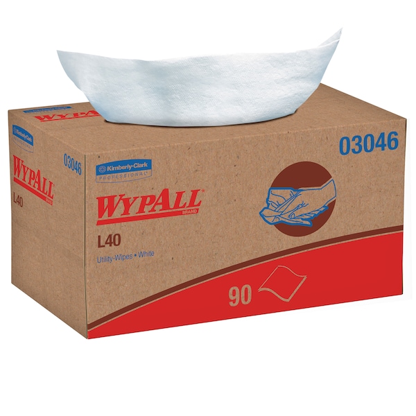 Kimberly-Clark Professional WypAll PowerClean L40 Extra Absorbent Towels (03046), Pop-Up Box, Limited Use Towels, White - 03046