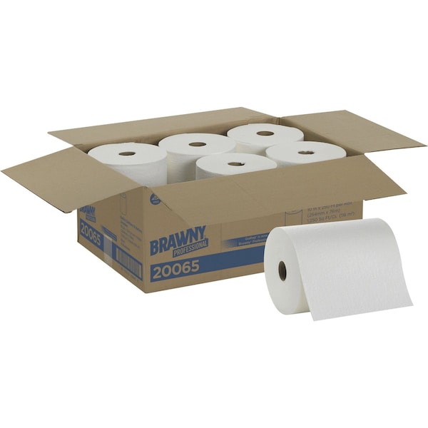 Georgia-Pacific Dry Wipe Roll, D400, Continuous Roll, Double Recreped DRC, 10 in Wide 250 Ft Length, White, 6 Pack - 20065