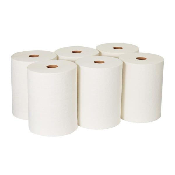 Georgia-Pacific Dry Wipe Roll, D400, Continuous Roll, Double Recreped DRC, 10 in Wide 250 Ft Length, White, 6 Pack - 20065