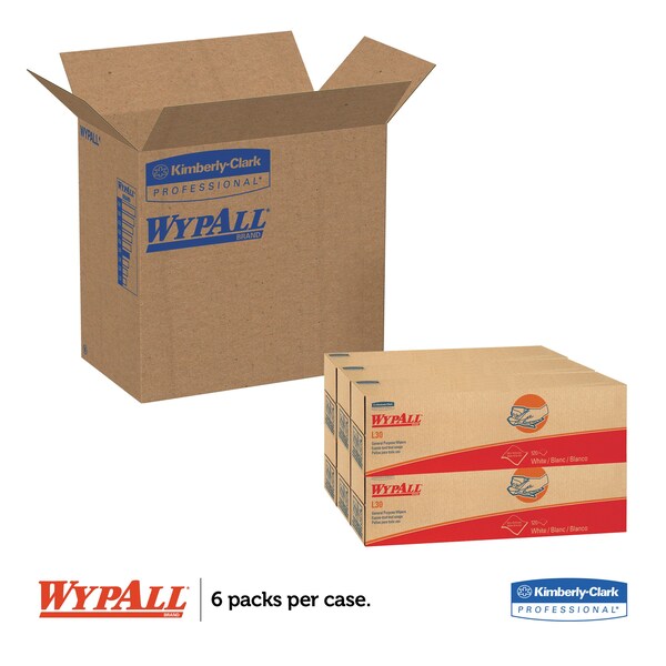 Wypall WypAll General Clean L30 Heavy Cleaning Towels (05816), Strong & Soft Wipes, White, Pop-Up Box. 6 - 05816