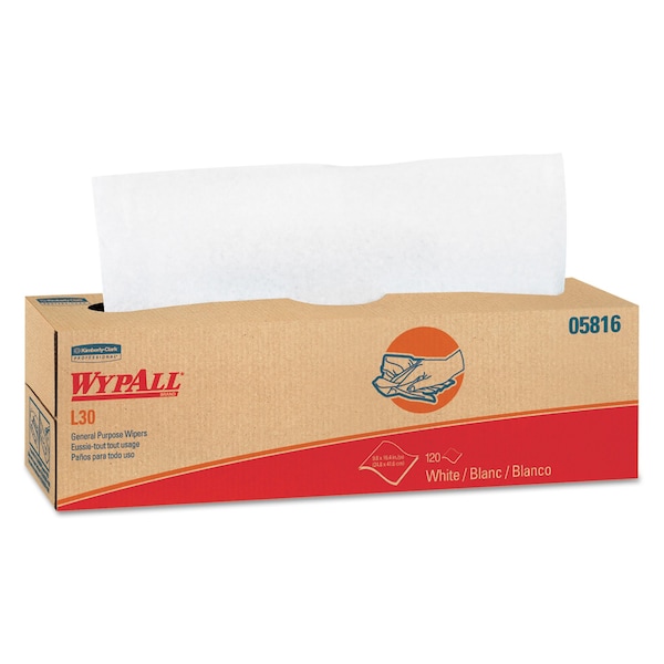 Wypall WypAll General Clean L30 Heavy Cleaning Towels (05816), Strong & Soft Wipes, White, Pop-Up Box. 6 - 05816