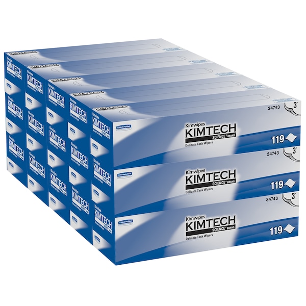 Kimberly-Clark Professional Kimwipes Delicate Task Wipers (34743), White, 3-Ply, 15 Pop-Up Boxes, 100 Sheets / Box - 34743