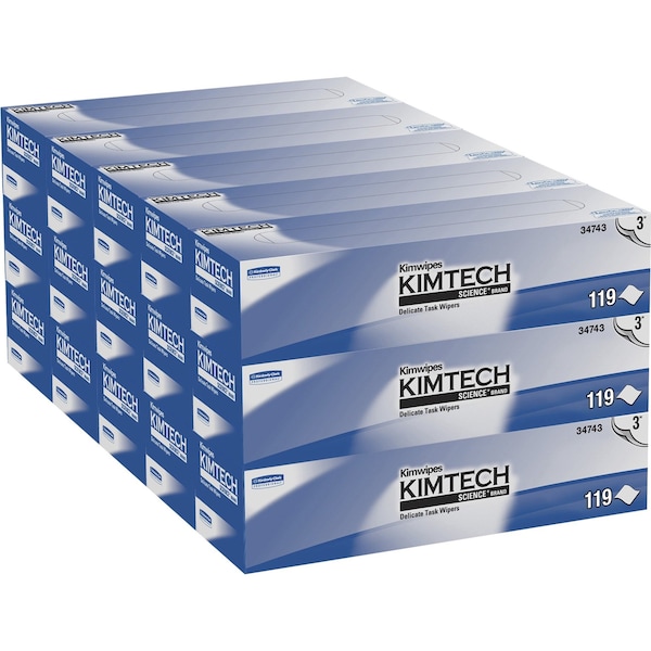 Kimberly-Clark Professional Kimwipes Delicate Task Wipers (34743), White, 3-Ply, 15 Pop-Up Boxes, 100 Sheets / Box - 34743