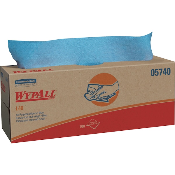 Kimberly-Clark Professional WypAll PowerClean L40 Extra Absorbent Towels (05740), Pop-Up Box, Limited Use Towels, Blue - 05740