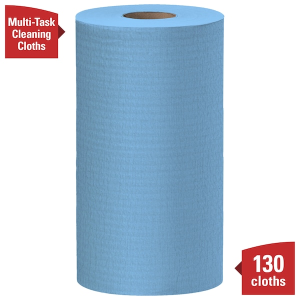 Kimberly-Clark Professional WypAll General Clean X60 Multi-Task Cleaning Cloths (35411), Small Roll, Blue, 130 Sheets / Roll - 35411