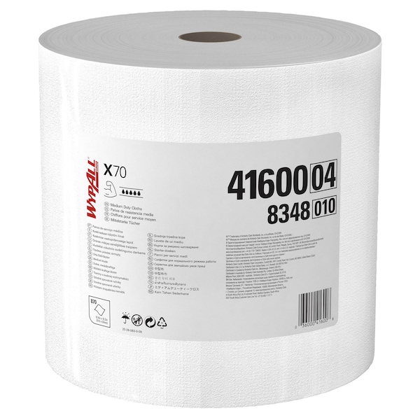 Kimberly-Clark Professional WypAll PowerClean X70 Medium Duty Cloths (41600), Jumbo Roll, Long Last ing Towels, White - 41600