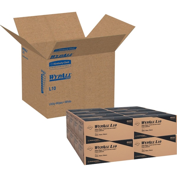 Kimberly-Clark Professional WypAll General Clean L10 Light Cleaning Towels (05322), Limited Use, 1-PLY, Pop-Up Box, White - 05322