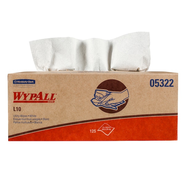 Kimberly-Clark Professional WypAll General Clean L10 Light Cleaning Towels (05322), Limited Use, 1-PLY, Pop-Up Box, White - 05322