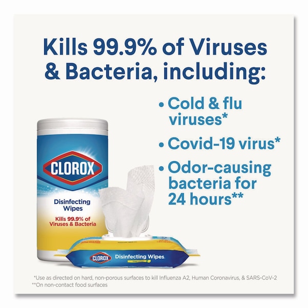 Clorox Disinfecting Wipes, 7x8, Fresh Scent/Citrus Blend, 35/Canister, PK15 - CLO 30112