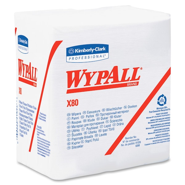 Kimberly-Clark Professional WypAll PowerClean X80 Heavy Duty Cloths (41026), Quarterfold, Extended Use Towels, White - 41026